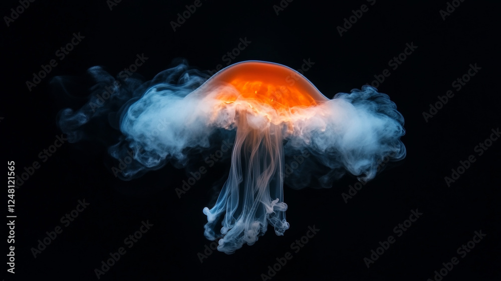 Fototapeta premium Red glowing smoke cloud with overlay effect on dark transparent background. Realistic vector illustration of bloody smoky mist or chemical toxic haze. Mystery dramatic creepy bloody steam or fog.