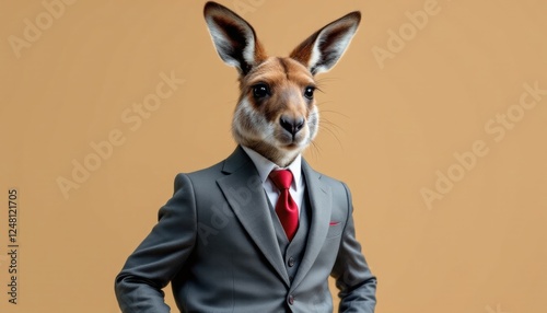 Kangaroo in Suit Business Portrait Studio Shot