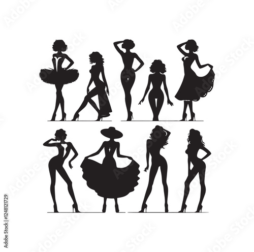 High angle view of excited businessmen silhouette vector illustration