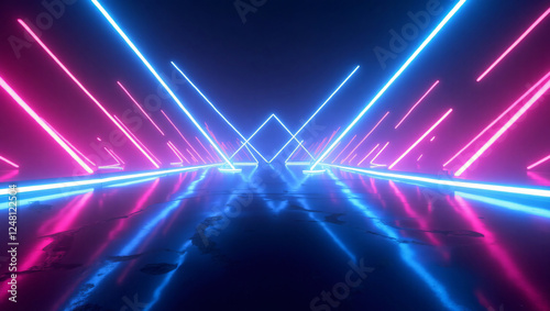 Neon gaming geometric abstract glowing cyberpunk style background wallpaper 
