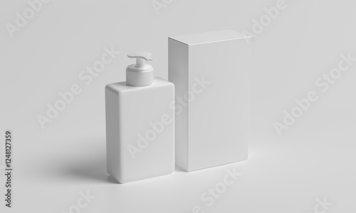 Dispenser bottle with box on white background
