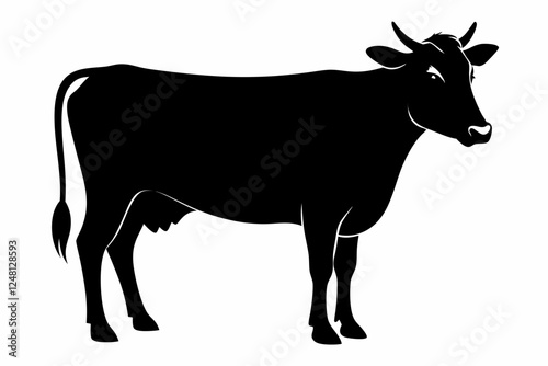 Cow silhouette icon line design template isolated