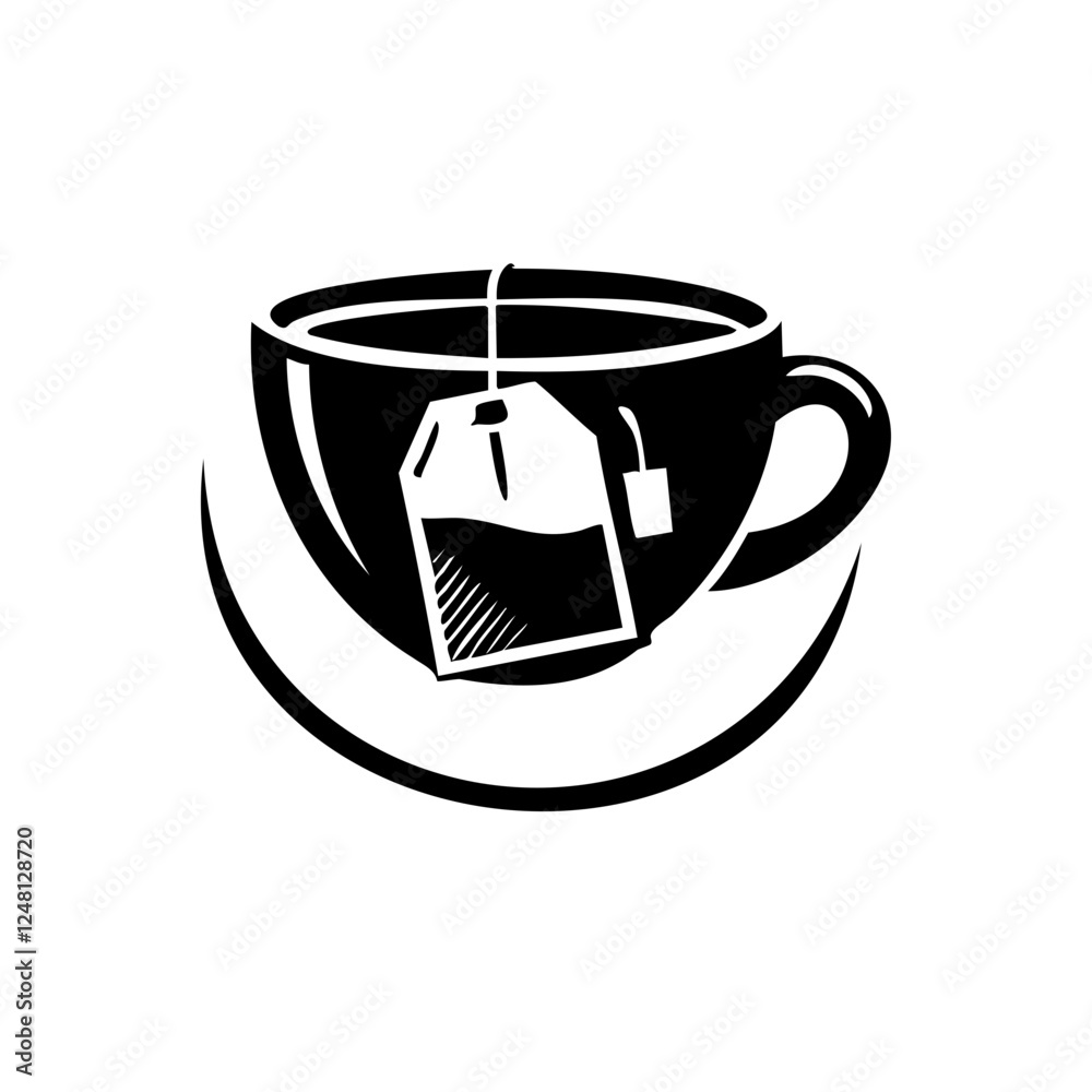 Tea Cup with Hanging Tea Bag Illustration Tea Cup with Hanging Tea Bag Illustration