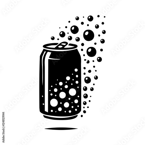Illustration of a Soda Can with Bubbles
