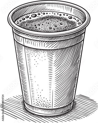 plastic cup engraving vector illustration