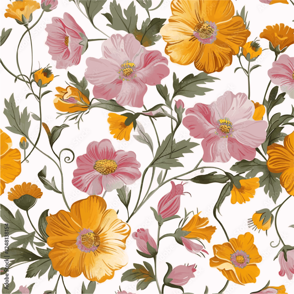 Romantic Floral Seamless Pattern Romantic Floral Seamless Pattern