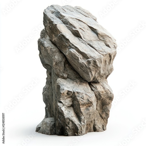 Grey Rock Formation Nature Stone Texture on white background