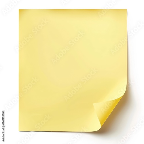 Single Blank Yellow Sticky Note On White Background