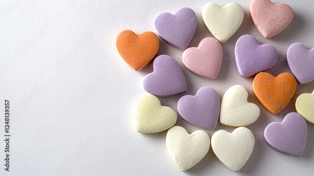 Colorful Heart-Shaped Candies on a Light Background Colorful Heart-Shaped Candies on a Light Background