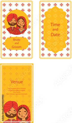 A colorful and energetic punjabi wedding invitation instagram story, celebrating the rich culture of punjab.