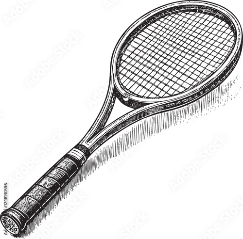 tennis racket engraving vector illustration