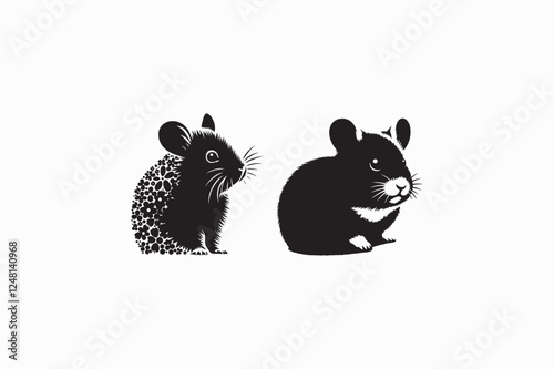 A Hamster animal silhouette black and white image made by adobe illustrator. eps