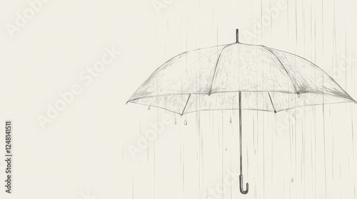 Simple sketch of umbrella in rain photo