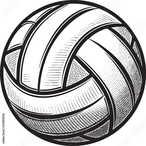 volley ball engraving vector illustration