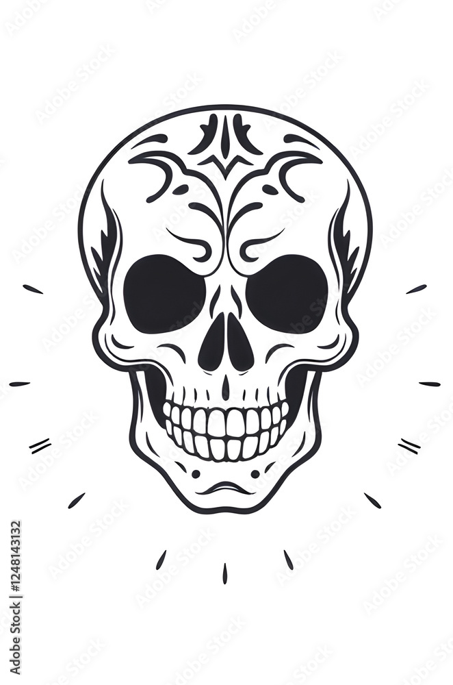 Fototapeta premium human skull black and white sketch