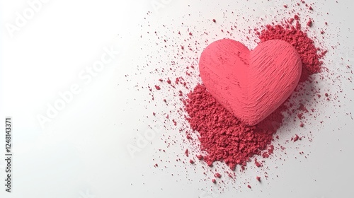 Pink Heart Shape on White Surface Surrounded by Colored Powder