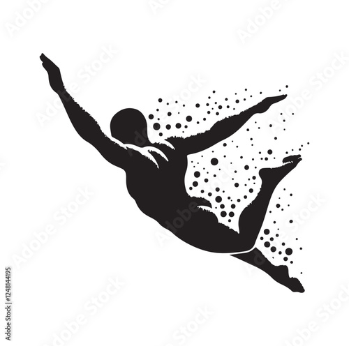 man swimming pose silhouette vector illustration