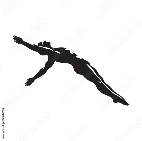man swimming pose silhouette vector illustration