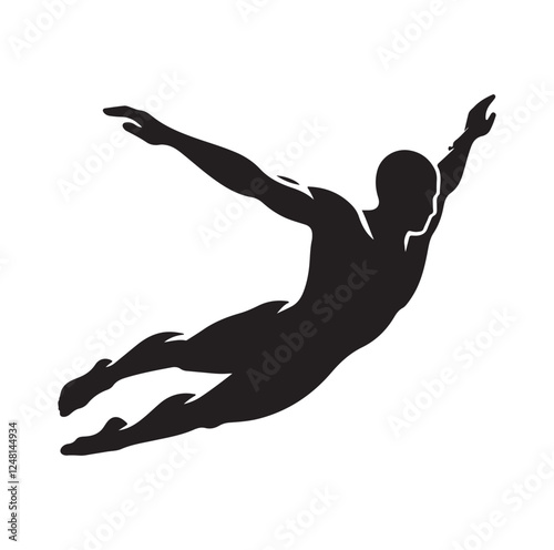 man swimming pose silhouette vector illustration