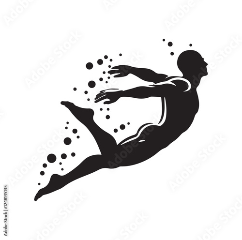 man swimming pose silhouette vector illustration