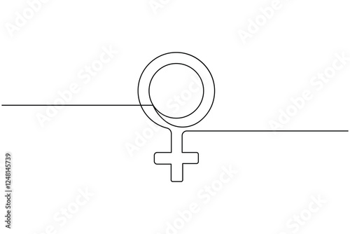 Female gender symbol continuous one line drawing and Female gender minimalist style isolate outline vector icon