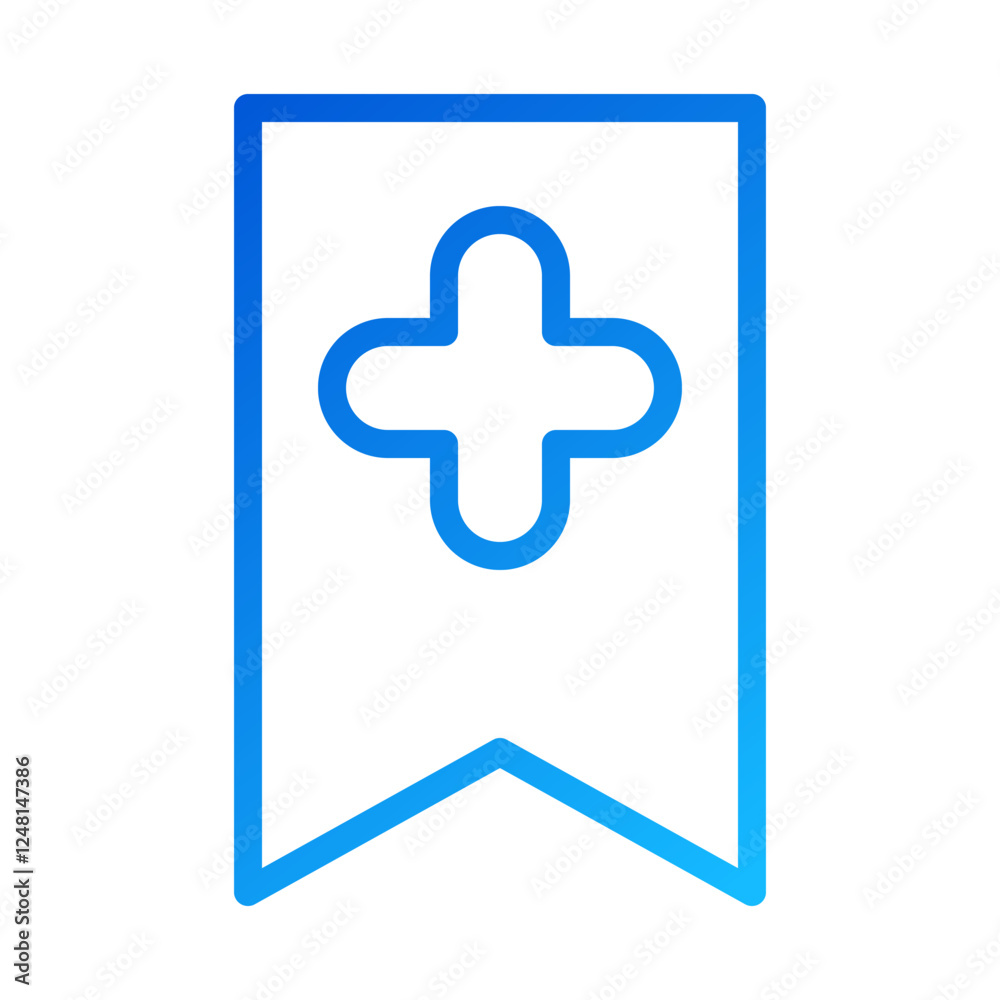 Fototapeta premium Bookmark Icon with Plus Symbol, Medical Concept