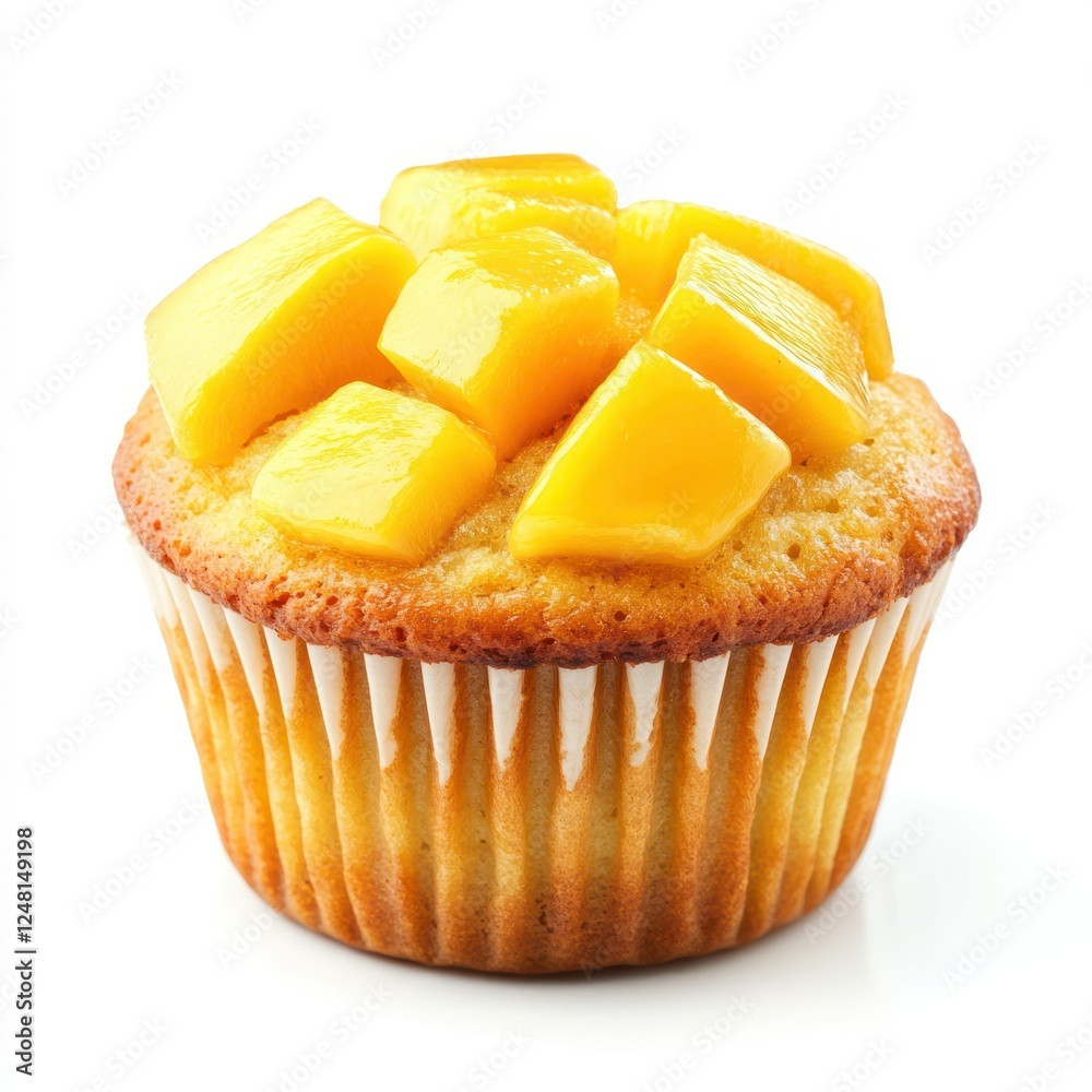 Mango muffin on white background Mango muffin on white background