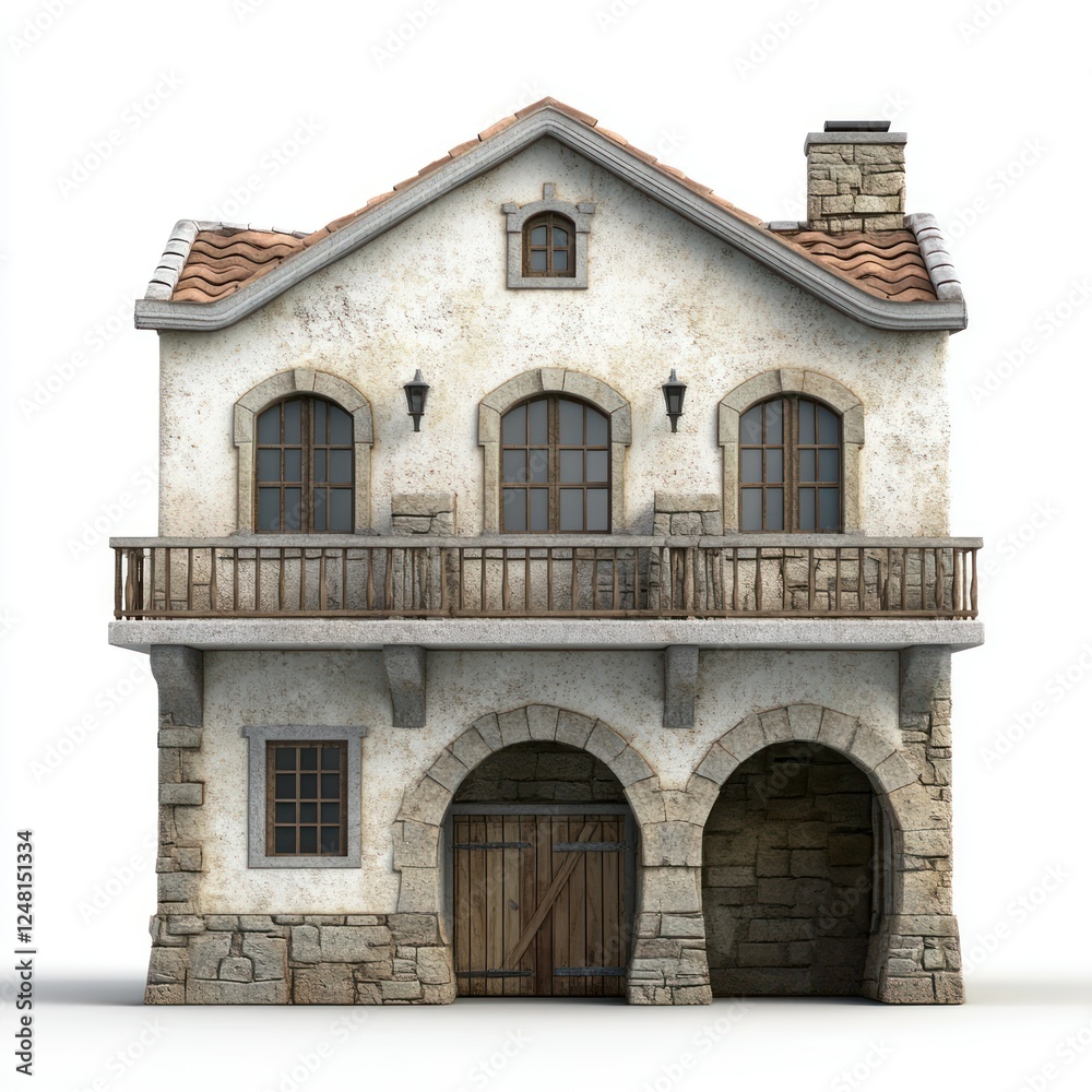 Obraz premium Old building on white background