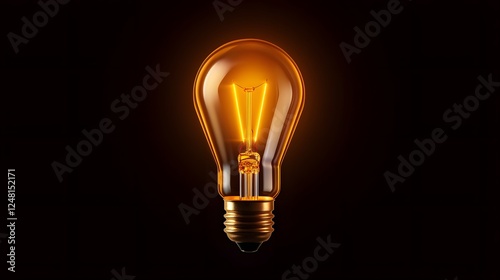 Glowing Incandescent Light Bulb with Bright Filament Isolated on Pure White Background  Classic Electric Lighting Design for Home Office or Industrial Decor