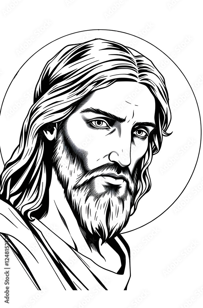 portrait of Jesus Christ , religious icon sketch