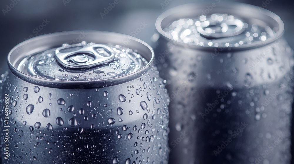 Metal cans with water drops, container for soda or energy drink, lemonade or beer. Isolated silver empty mockup models with cold condensation for brand design template realistic 3d vector illustration Metal cans with water drops, container for soda or energy drink, lemonade or beer. Isolated silver empty mockup models with cold condensation for brand design template realistic 3d vector illustration