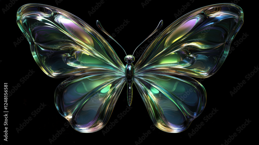 Colorful butterfly rendering with black background Colorful butterfly rendering with black background