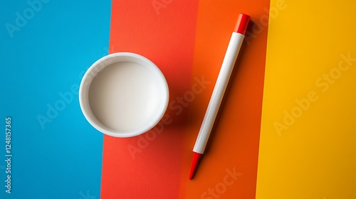 Obraz na płótnie Dry erase marker set beside a stirring rod isolated on a colorful background w salonie