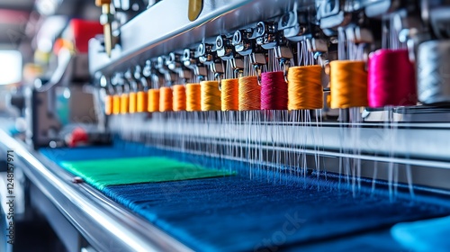 Obraz na płótnie Embroidery machine in factory isolated on a colorful background w salonie