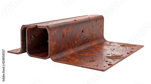 a pair of corroded metal beams, notable for their weathered and rusted appearance. 