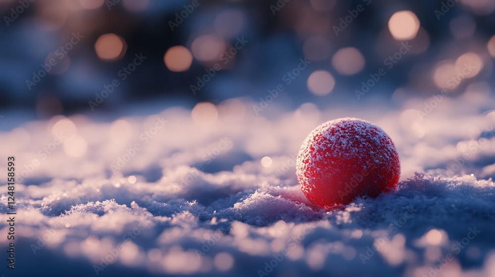 Extremely detail showing a crimson snowball with faint backdrop lighting