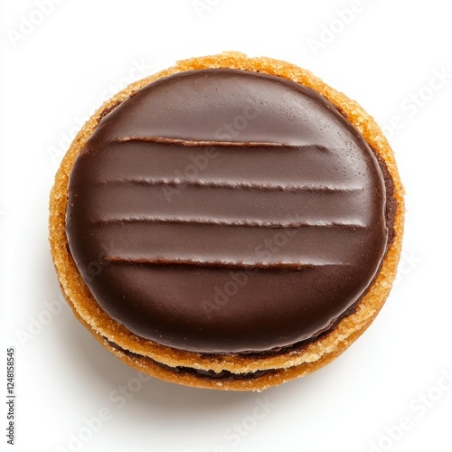 Traditional alfajor cookie top view on white background