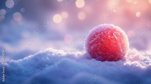 Extremely detail showing a crimson snowball with faint backdrop lighting