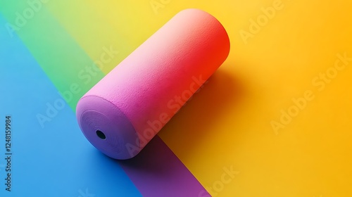 Obraz na płótnie Fitness ball round foam roller resistance exercise latex band isolated on a colorful background w salonie