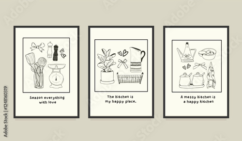 Whimsical Kitchen Moments Artwork Design Poster Set