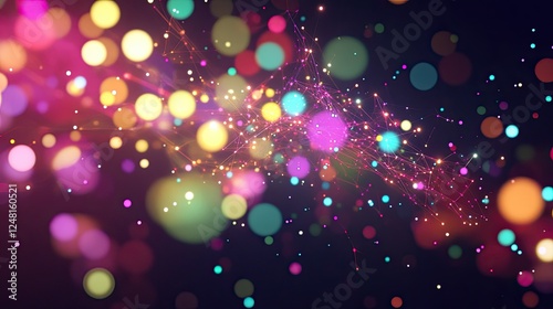 Colorful Abstract Background with Glowing Bokeh and Lights