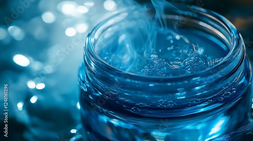 Obraz na płótnie Fragrances inside a rigid solid jar with a blue hue w salonie