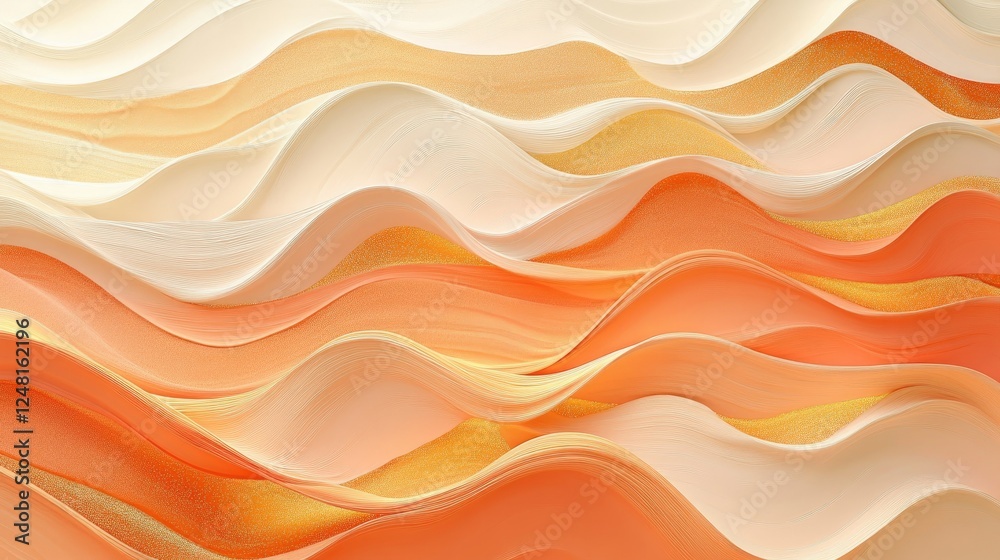 Soft Abstract Waves in Warm Tones of Orange and Cream Colors Soft Abstract Waves in Warm Tones of Orange and Cream Colors