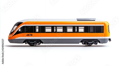 Modern High Speed Passenger Train on White Background, Generative AI.