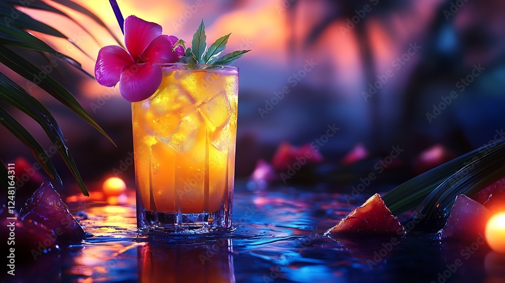 Glowing tropical drink beverages