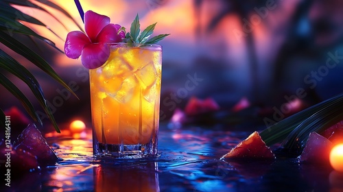 Obraz na płótnie Glowing tropical drink beverages w salonie