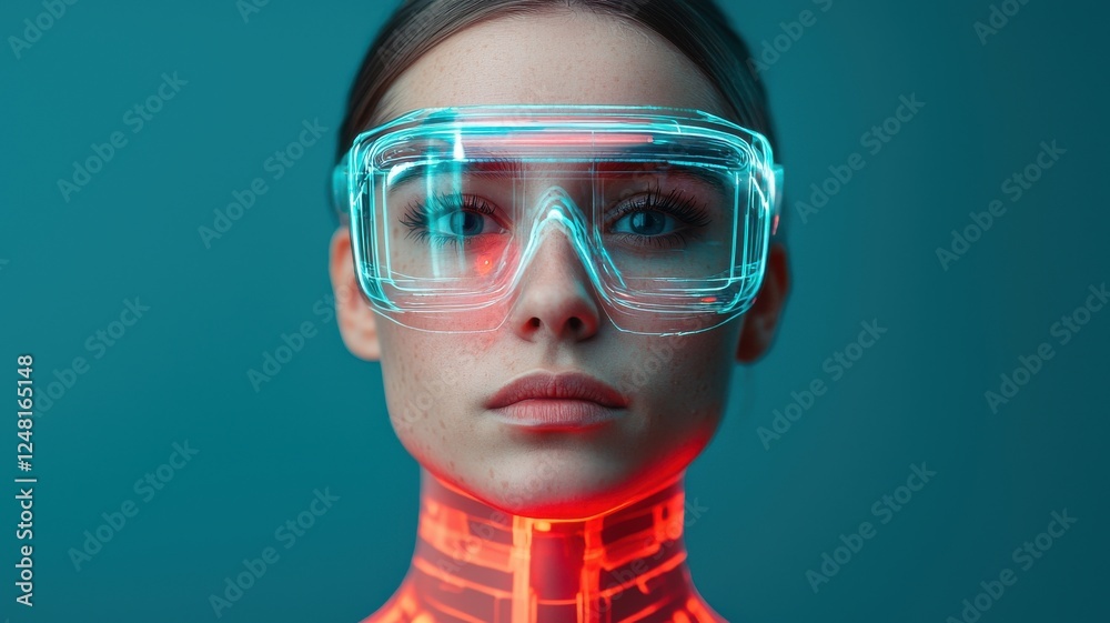 Futuristic virtual reality experience with high-tech glasses digital environment portrait perspective innovation Futuristic virtual reality experience with high-tech glasses digital environment portrait perspective innovation