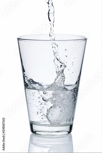 Water being poured into a glass. Isolated against a white background.Water being poured into a glass. Isolated against a white background.