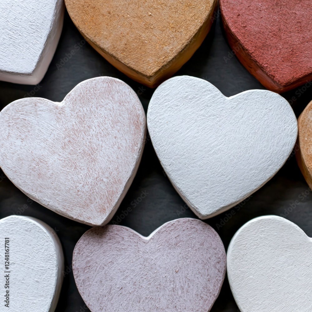 Obraz premium Abstract Heart Shaped Ceramic Objects Arrangement