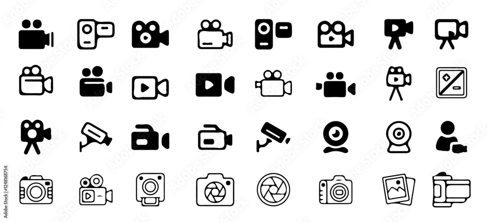 Photo and set icons thin line. Photography icon. Photo camera icon. vector Photo and set icons thin line. Photography icon. Photo camera icon. vector